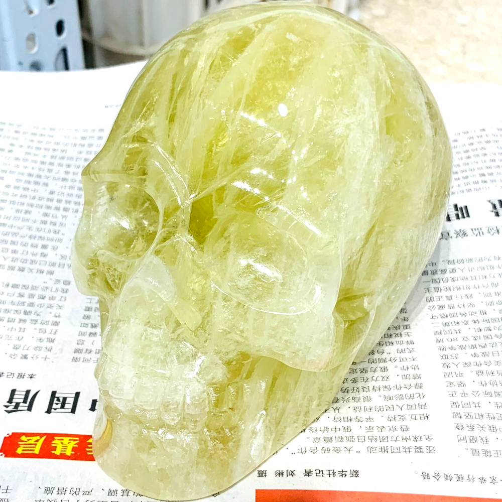 TOP 4.44LB A+++  Natural citrine quartz skull hand carved crystal reiki healing