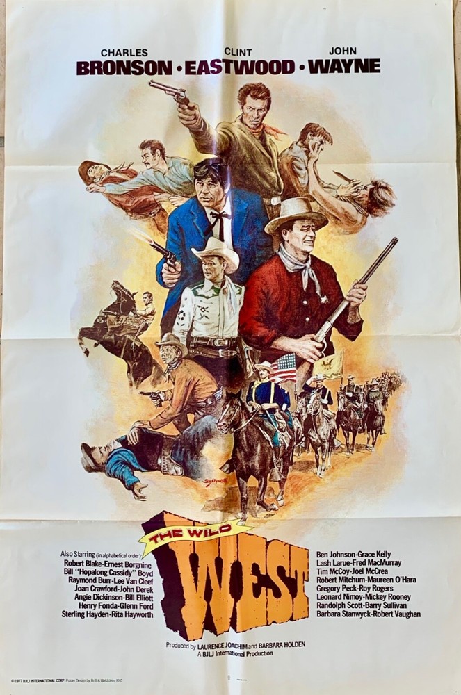John Wayne, Clint Eastwood, Bronson RARE ORIGINAL Theatrical  Poster Wild West