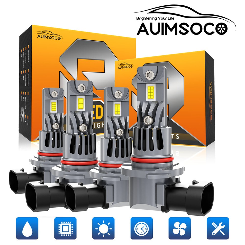 2005-2010 Jeep Grand Cherokee LED Headlight High Low Beam Bulbs White Kit 4x