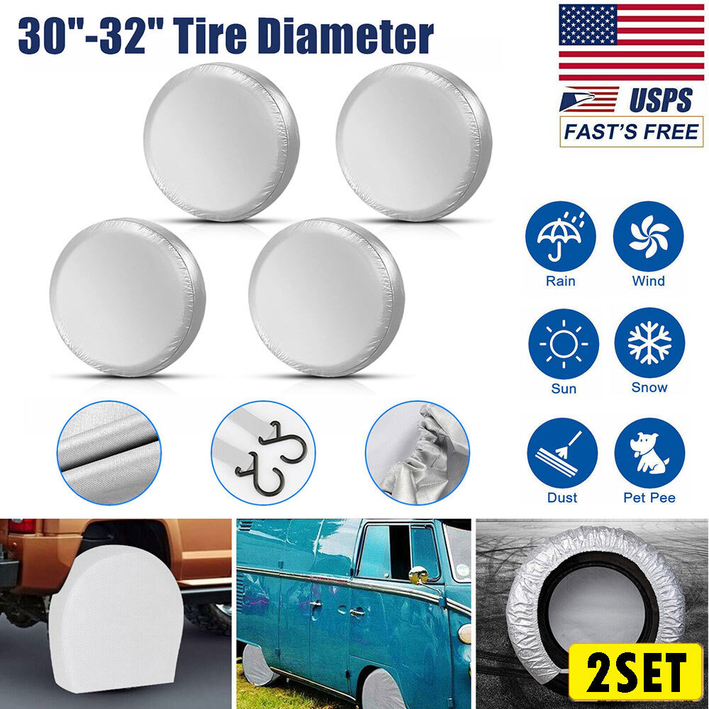 Waterproof Tire Covers 8PCS Wheel & Tyre RV Trailer Camper Sun Protector 30-32