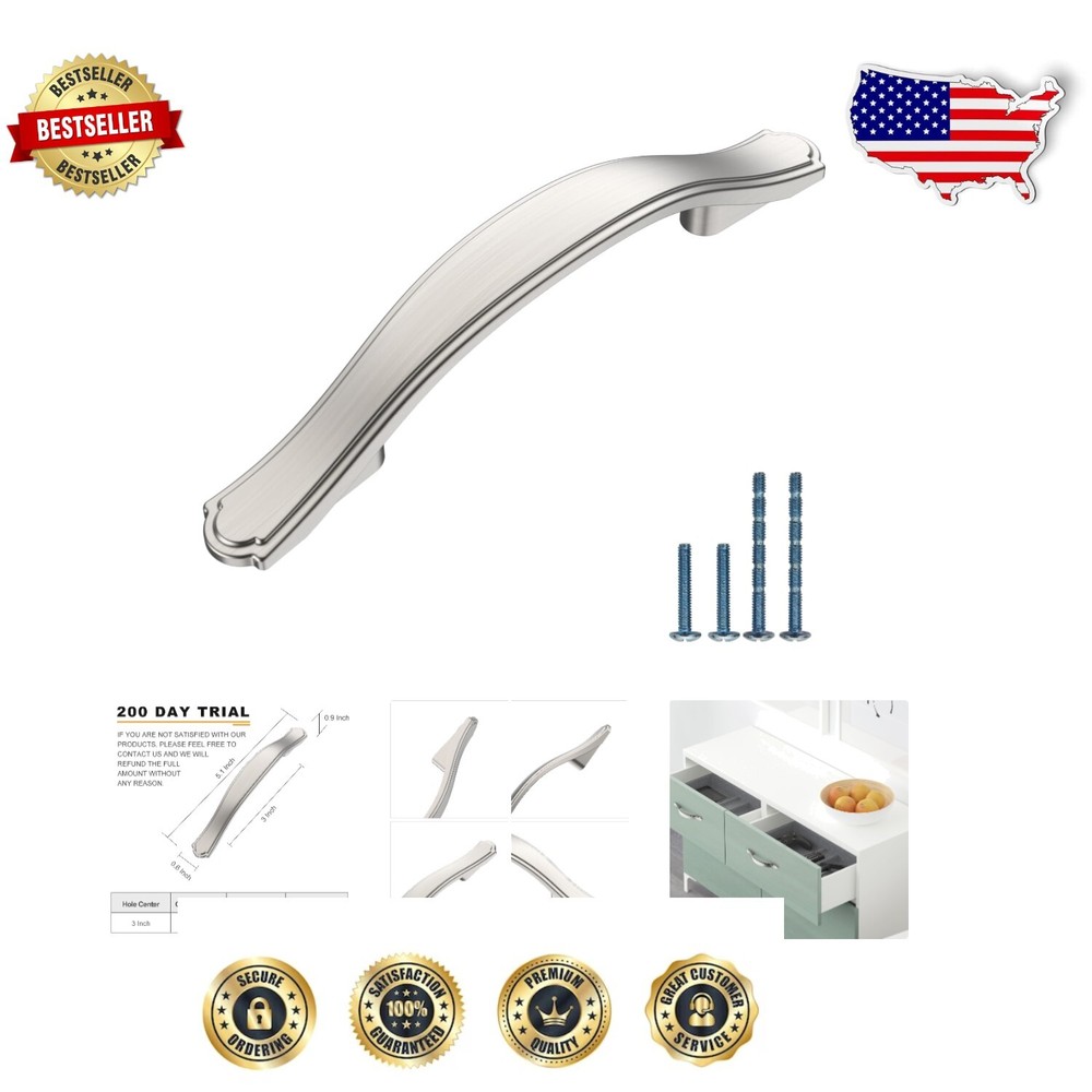 Versatile 30 Pack Zinc Alloy Cabinet Handles - 3 Inch Center, Rust Resistant