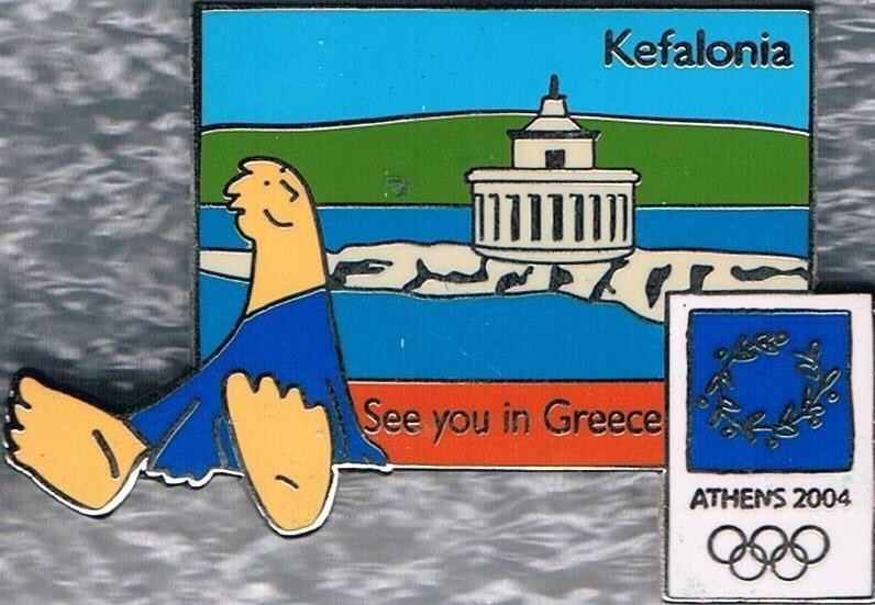 Rare 2004 Athens Mascot See You In Greece Kafalonia Olympic Games Mark Pin