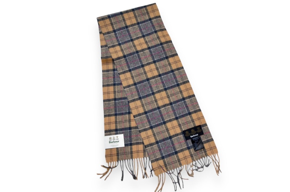 Barbour Scarf Wool Gray Tartan England Classic One Size