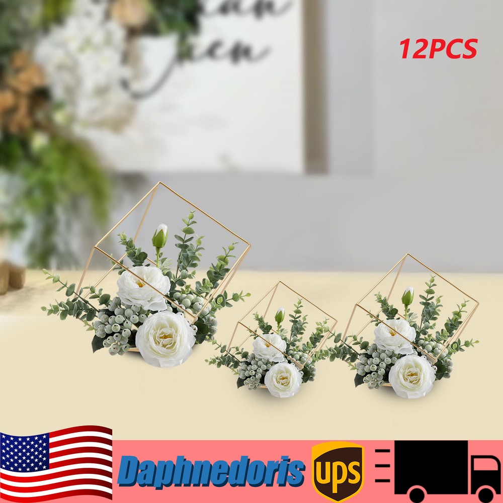 12 Pcs Vases Wedding Flower Stands Gold Vase 4 Sets Geometric Garden Party Decor