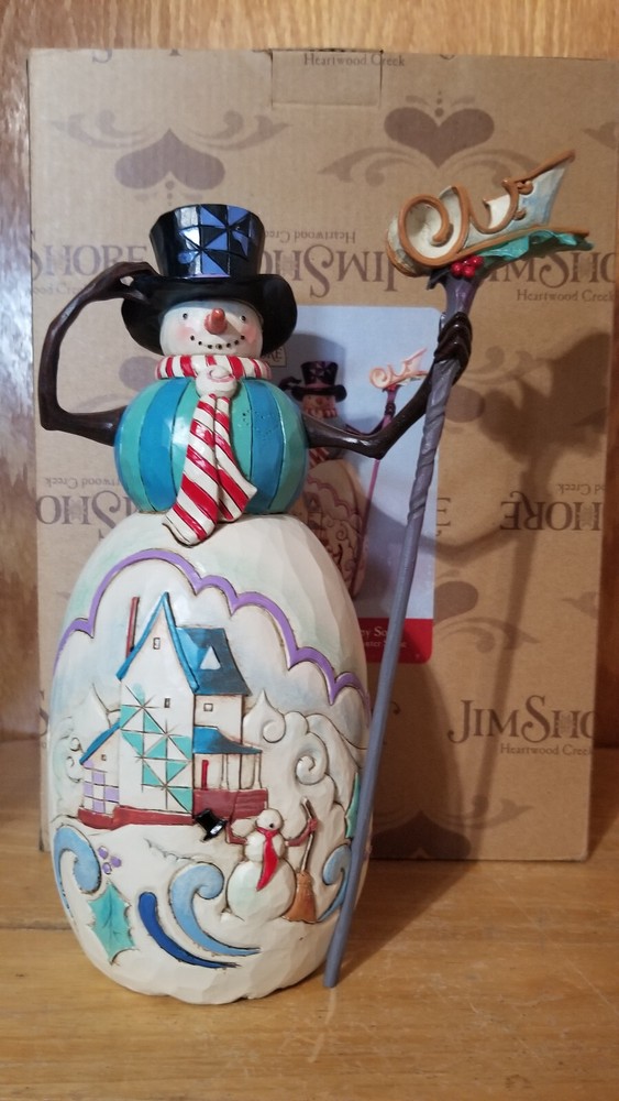 Jim Shore Heartwood Creek Top Hat Snowman with Vest and Staff 4035388