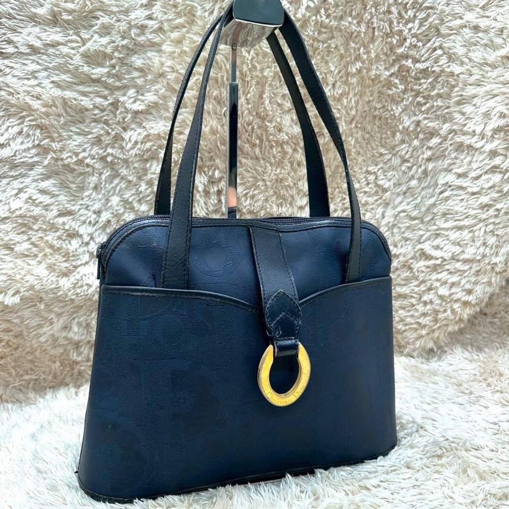 Dior Navy Blue Leather Tote Handbag for Women