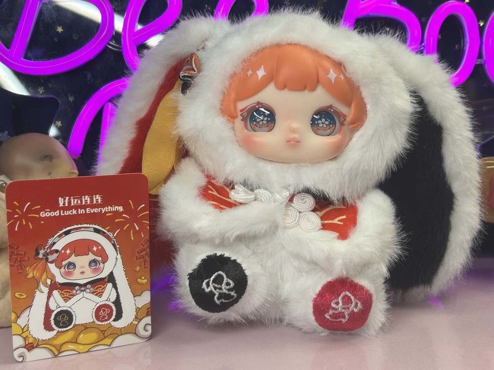 Darlym Happy New Year Plush: White “Good Luck In Everything” Bunny, NEW, Open-image