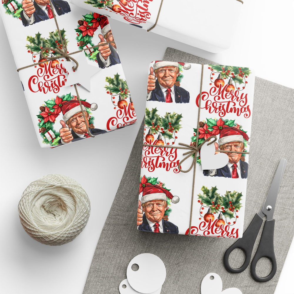 Trump Santa Wrapping Paper, Trump Christmas Wrapping Paper, Funny Xmas Gift