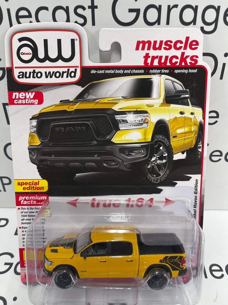 2023 Ram 1500 Rebel Havoc Edition Baja Yellow 1:64 Diecast Muscle Truck by Auto World