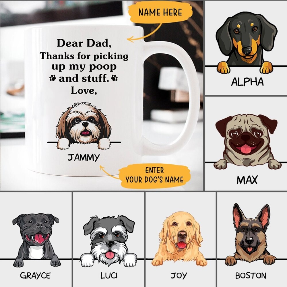 Personalized Dog Dad Coffee Mug Best Dog Dad Mug Custom Gift For Dog Owner