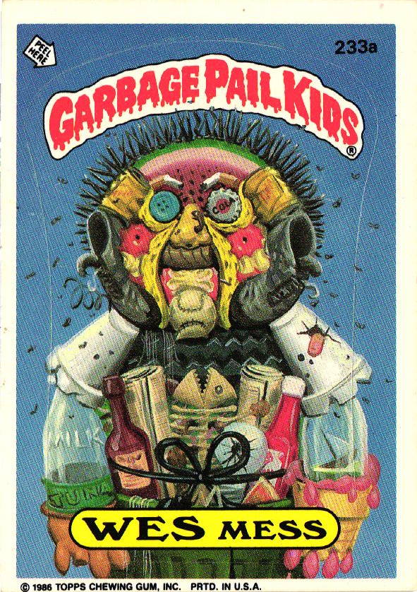 1986 Topps Garbage Pail Kids #233A Wes Mess Sticker Card Vintage Collectible