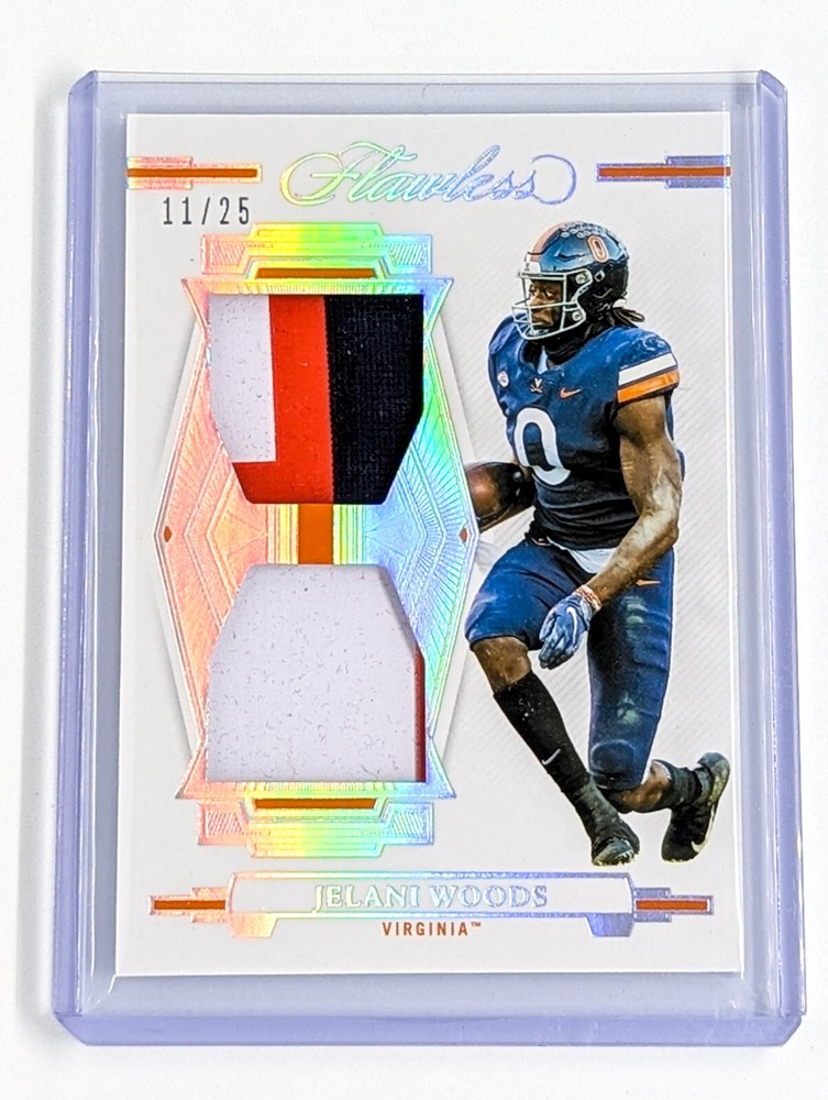 2022 Panini Flawless Collegiate Rookie Dual Patches Jelani Woods #RDP-JWO 25 MEM RC