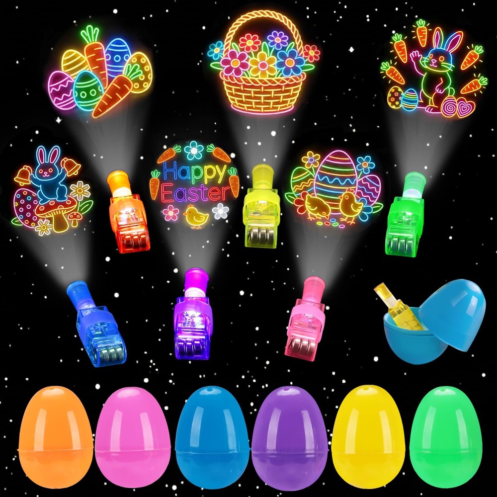 24 Pack Easter Eggs Filled LED Finger Lights ,Light Up Toys Glow In The Dark ...