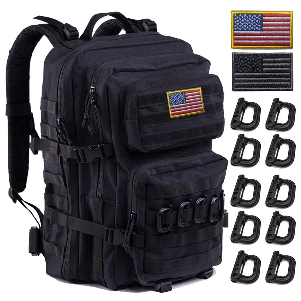 Tactical Molle Military Backpack in Black - Durable & Versatile