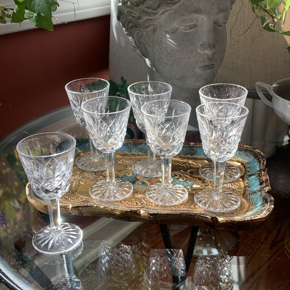 Set of 7 Waterford Crystal Small Liqueur Cocktail/Cordial Glasses MINT