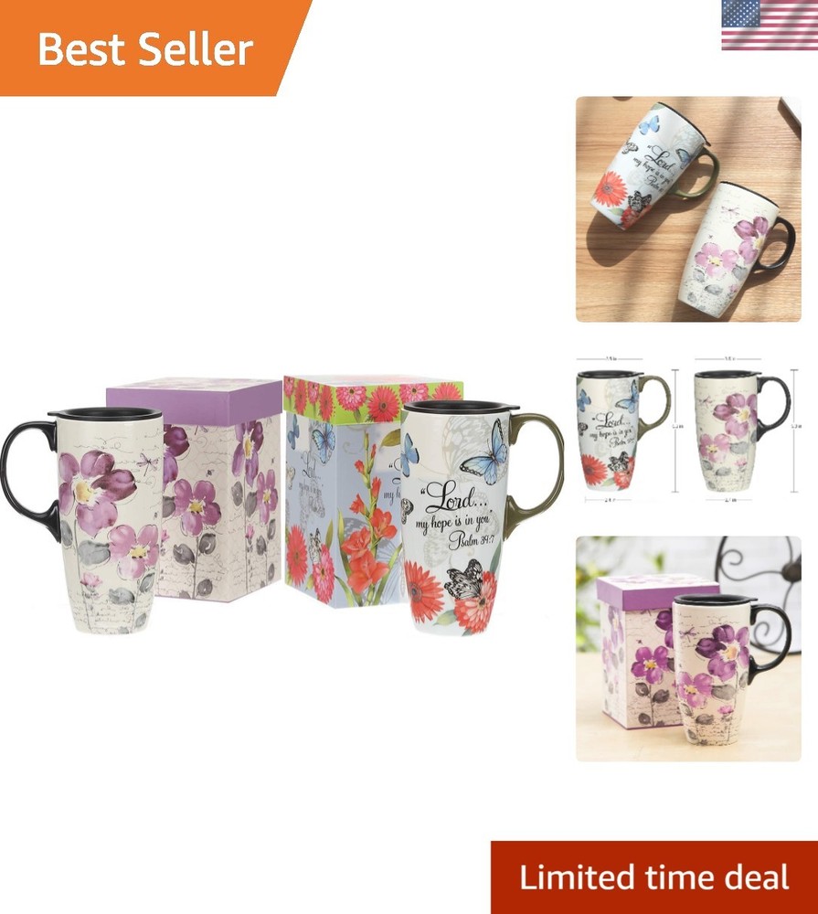 Modern 17 oz Latte Mugs Set with Spill-Proof Lid & Gift Box - Reusable Elegance