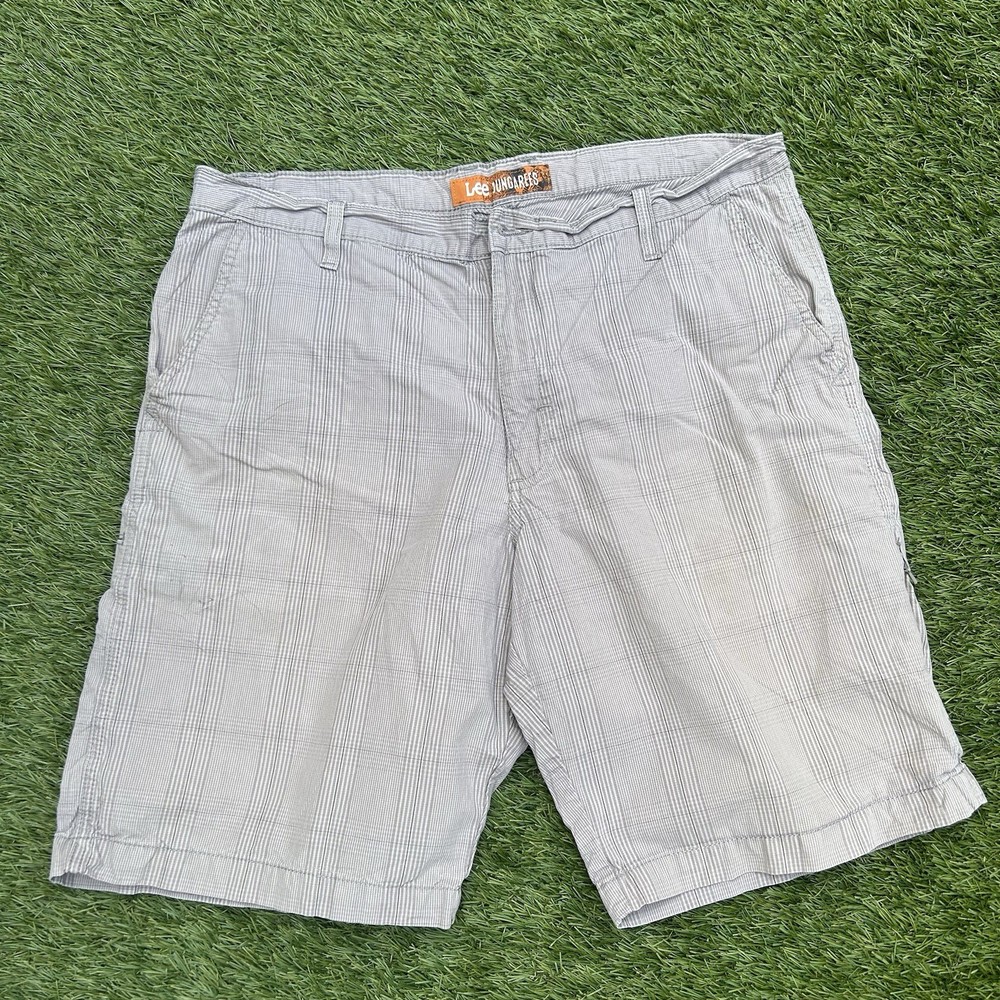Lee Dungarees Mens Cargo Shorts 38 Grey Plaid Pockets Everyday Casual Utility