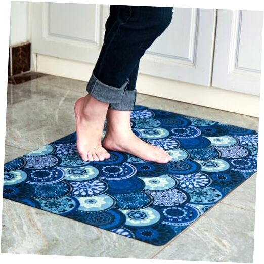 Ultra Thin 1/10 Inch 24x35 Large Royal Blue Front Door Mat for Indoor Entrance  