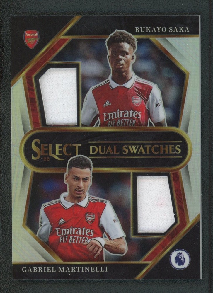 2022-23 BUKAYO SAKA GABRIEL MARTINELLI JERSEY PANINI SELECT PREMIER LEAGUE