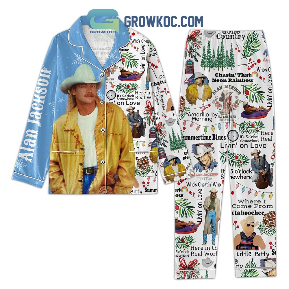Alan Jackson Neon Rainbow Christmas Silk Pajama Set