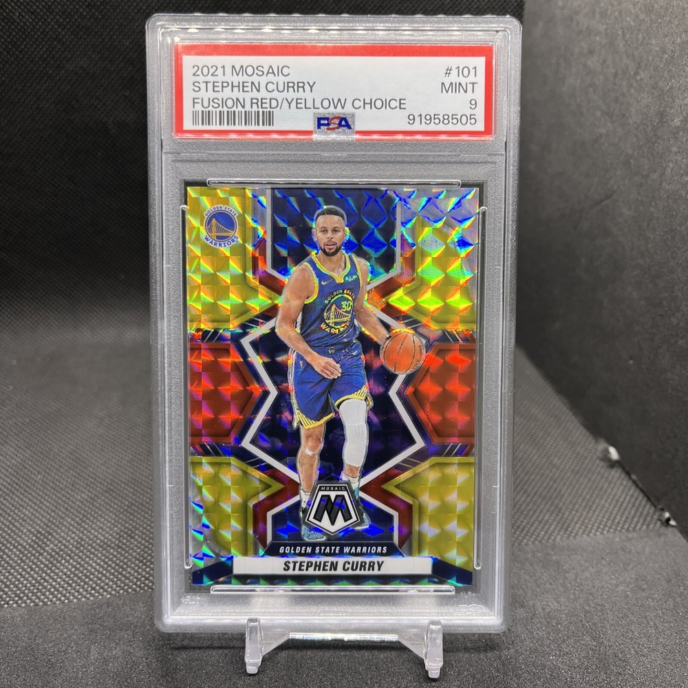 2021 Mosaic Choice Red Yellow Fusion Stephen Curry #101/88 PSA 9 Mint Pop 13
