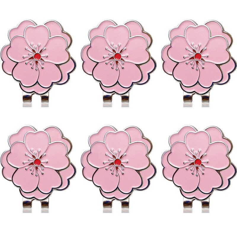 Pink Flower Golf Ball Marker Magnet Clip Cap Gift for Women  