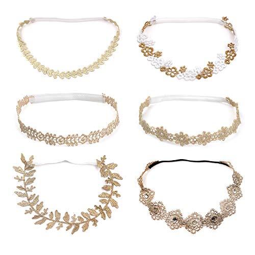 6pcs Lace Floral Headbands for Baby Girl Elastic Flower Bows Hair Bands Beaut...