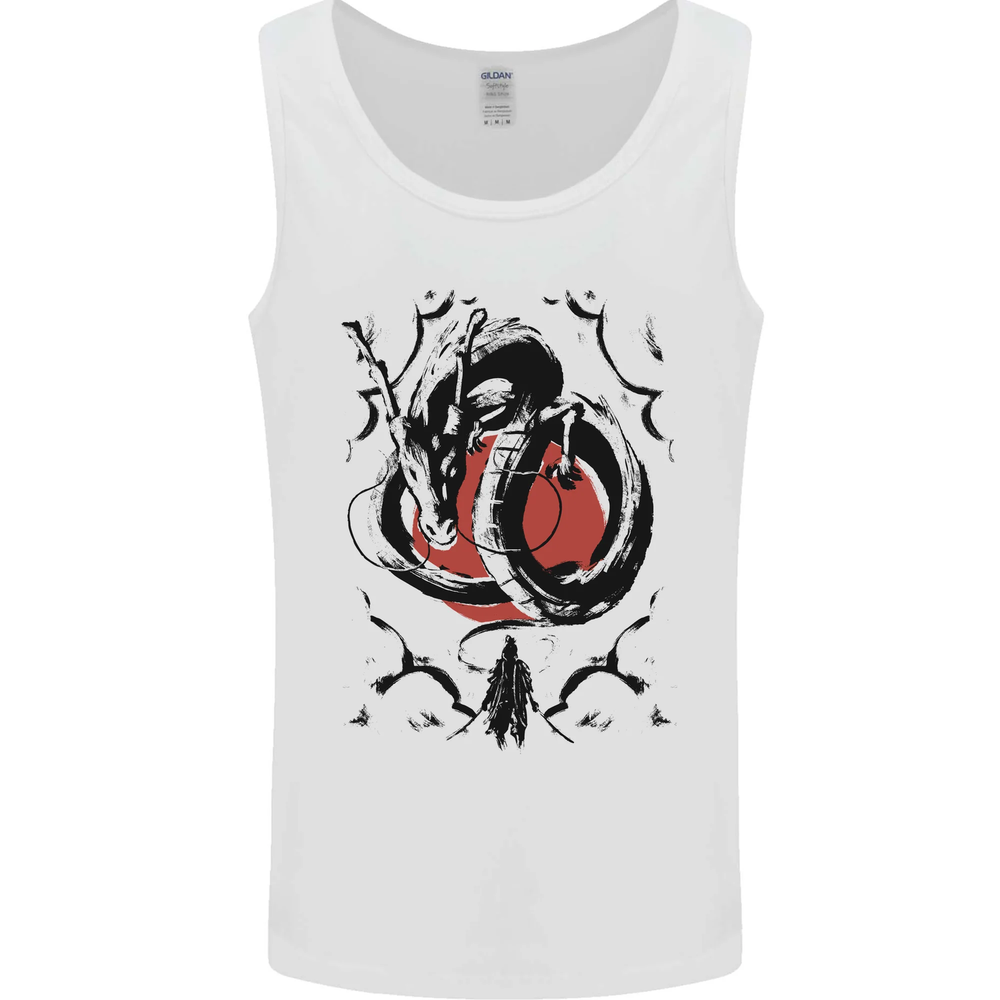 Samurai Warrior Dragon & Sun Fantasy MMA Mens Vest Tank Top