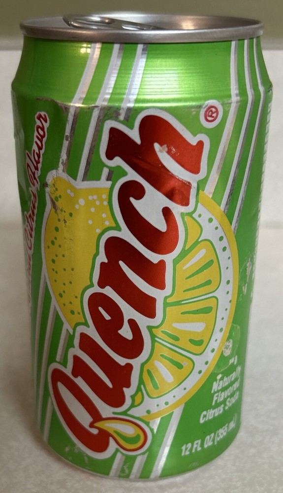 Vintage QUENCH Caffeine Free Citrus Soda 12oz. Empty Pull Tab Aluminum Can