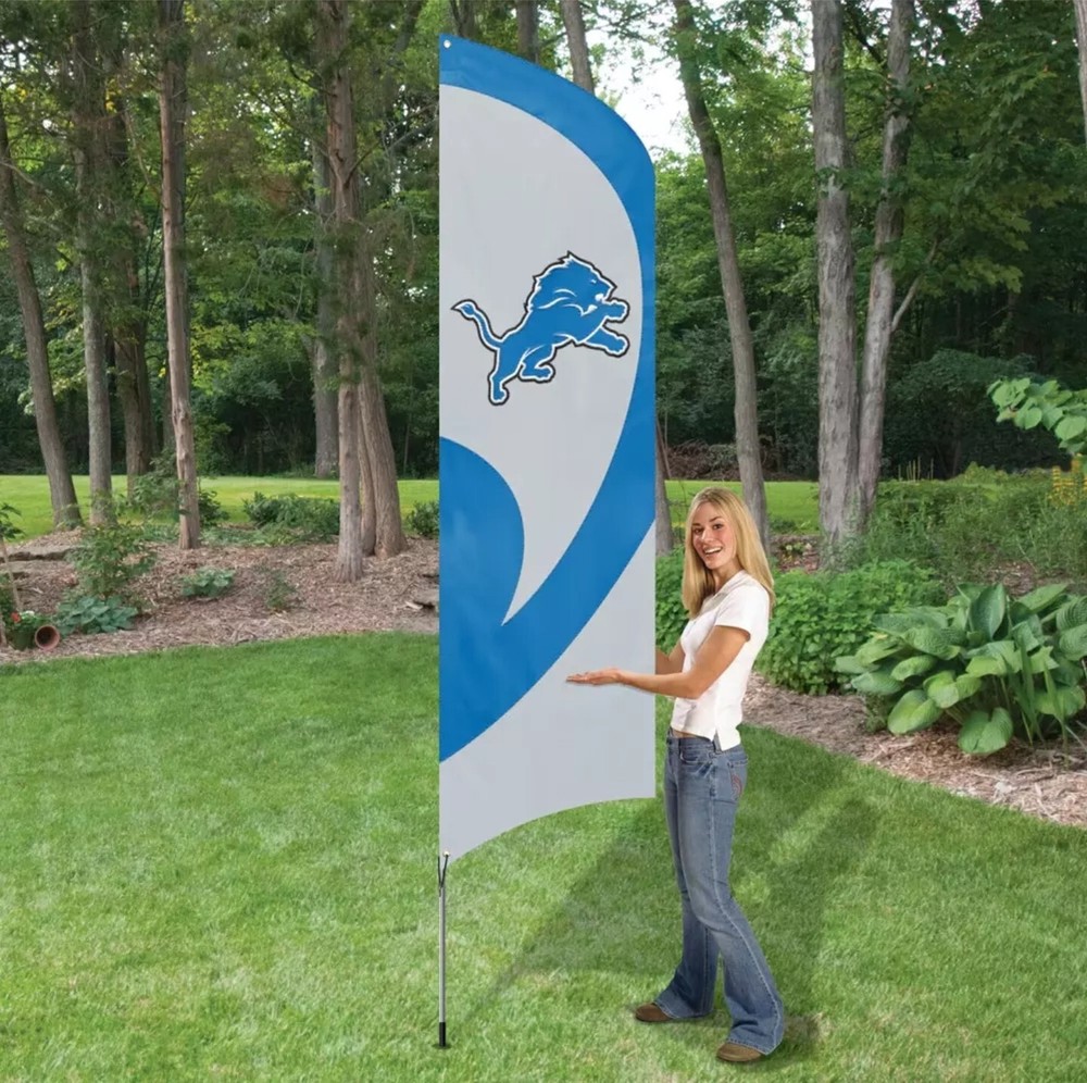 Detroit Lions 8.5ft Tall Team Flag with 11.5ft Pole - NFL Licensed