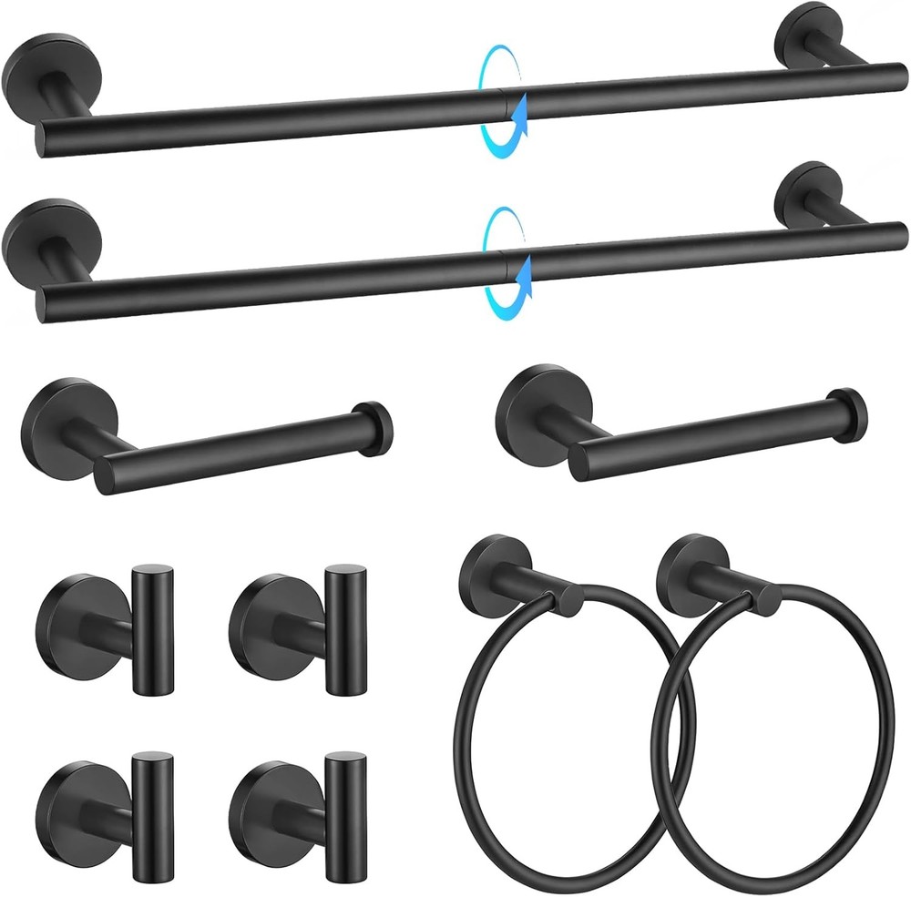 TQKAG 10-Piece Matte Black Bathroom Hardware Set