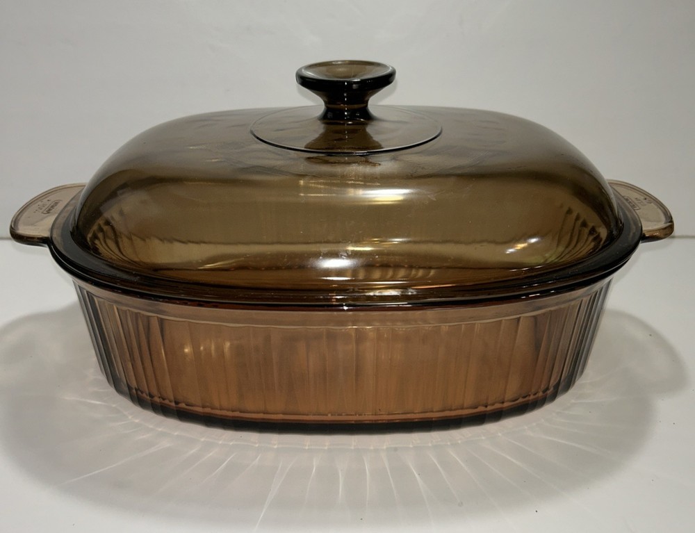 Pyrex Corning Vision 4L Brown Amber Casserole Dutch Oven with Lid