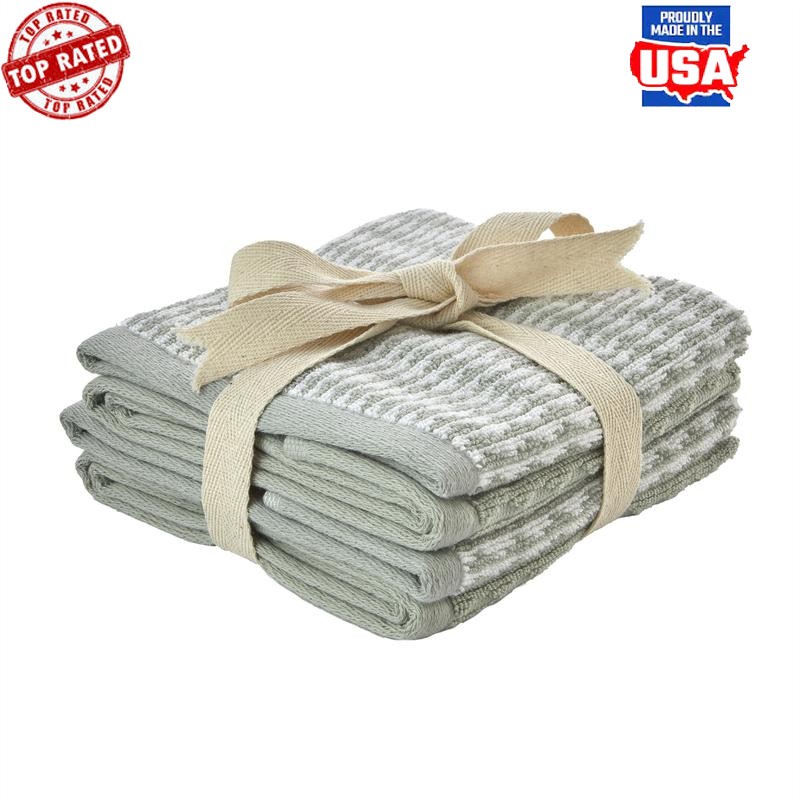 Turkish Cotton Wash Cloth Set 4-Pack Soft Terry Absorbent Durable Jacquard New
