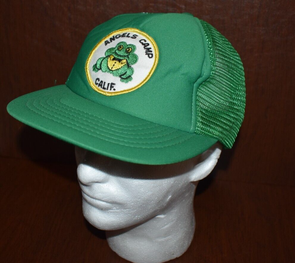 Vintage Angels Camp California Trucker Snapback Hat Green Numbered