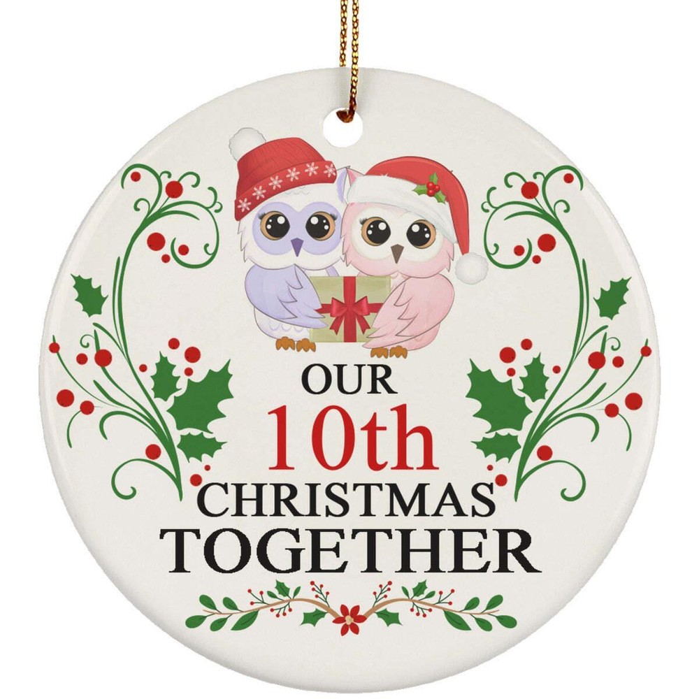 Funny Couple Owl Bird Ornament Christmas Gift 10th Wedding 10 Years Anniversary