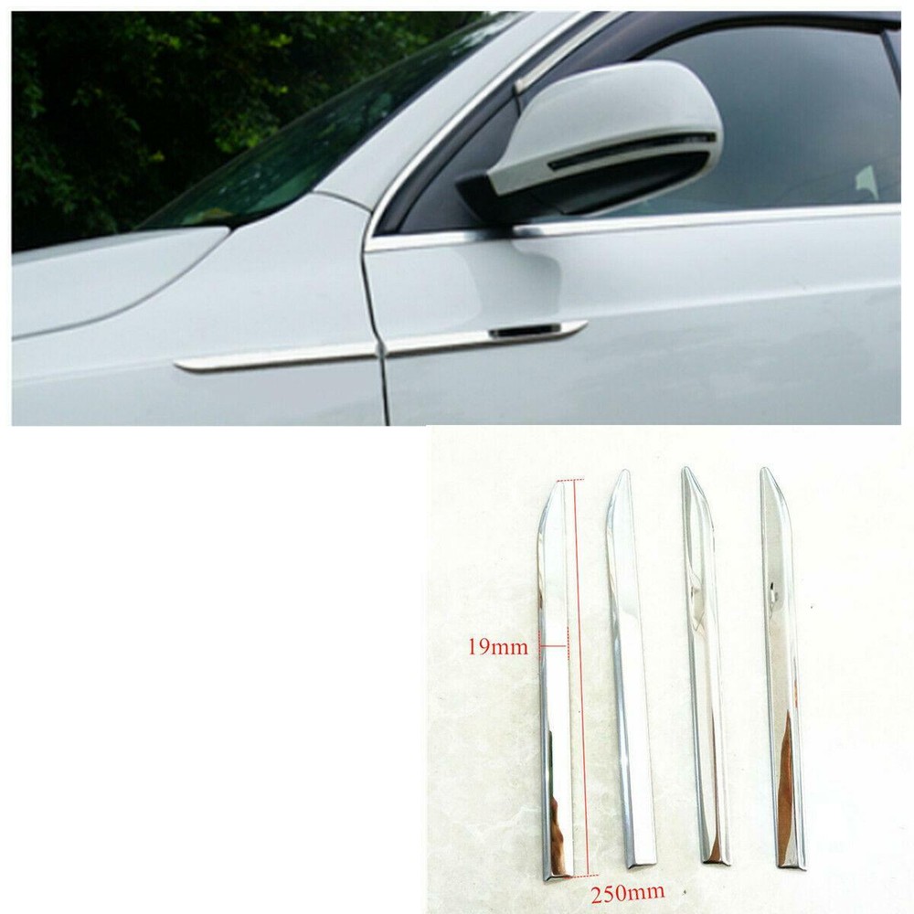 Chrome Door Side Fender Cover Protector Trim Strip Dagger Emblem Rustproof  Car