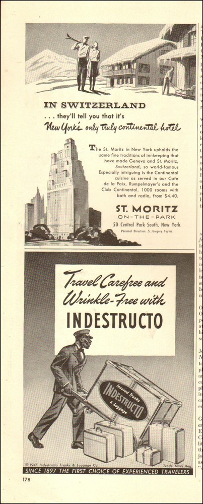 1947 Vintage ad for Indestructo Luggage retro Art/St Moritz top ad    12/07/21