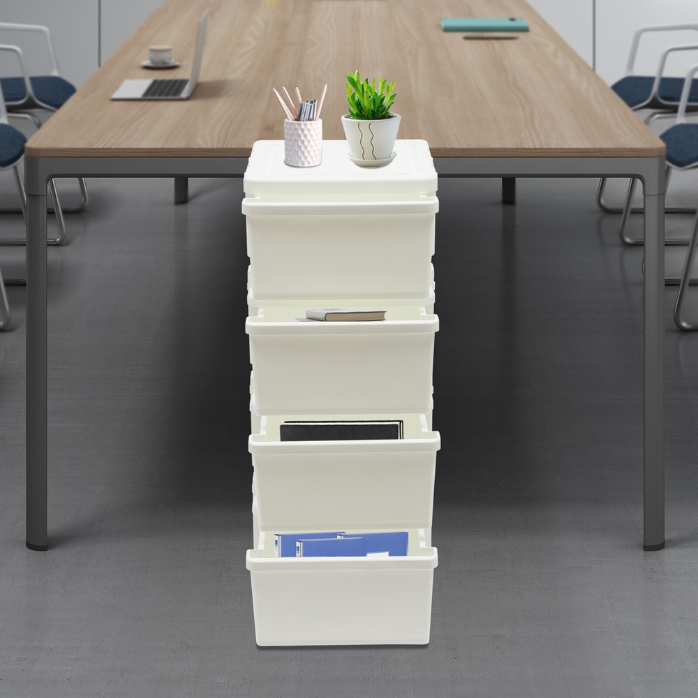 4-Drawer Plastic Storage Dresser Organizer for Bedroom Floor Mounted