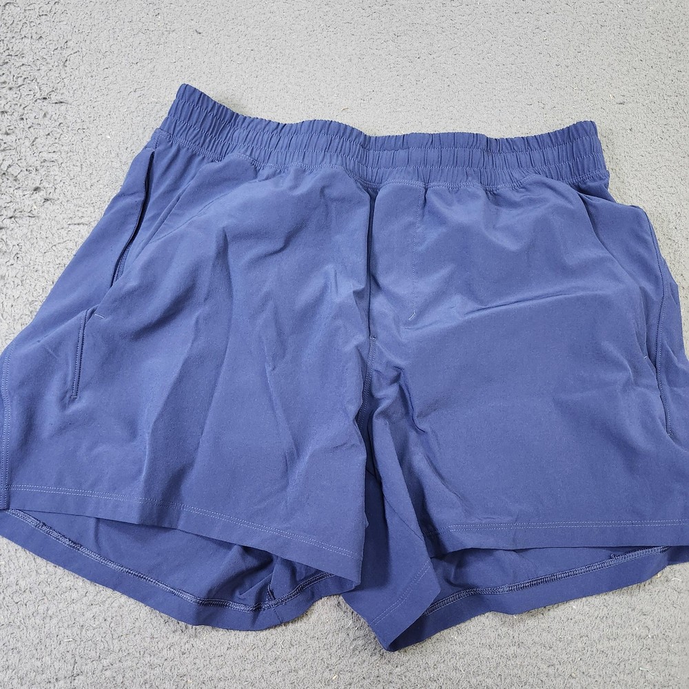 Lululemon Shorts Mens Large Blue Lined Elastic Waist Running Gym Athletic Active