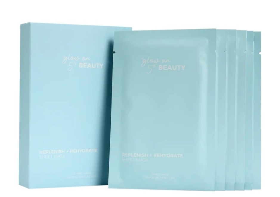 Glow On 5th Beauty Replenish & Rehydrate Sheet Mask 6-Pack Sealed