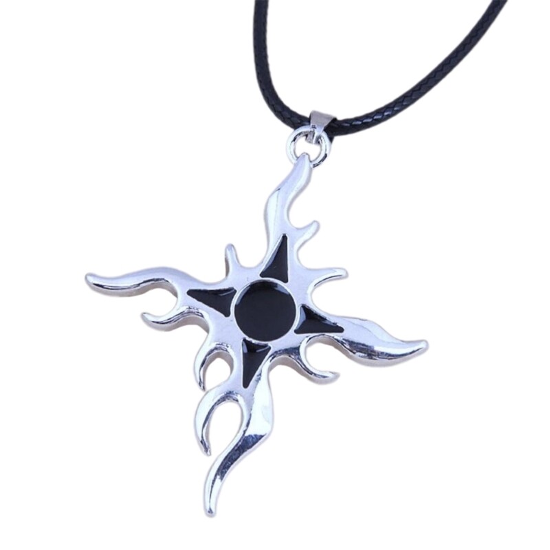 Fashion Vintage Flame Cross Pendant Necklace for Women Men Adjustable Chain Punk