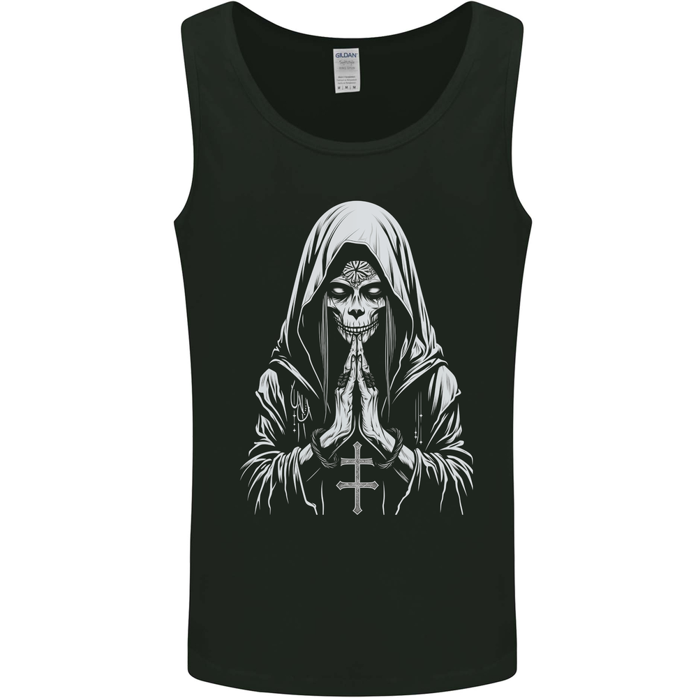 Evil Praying Nun Skull Demon Horror Mens Vest Tank Top