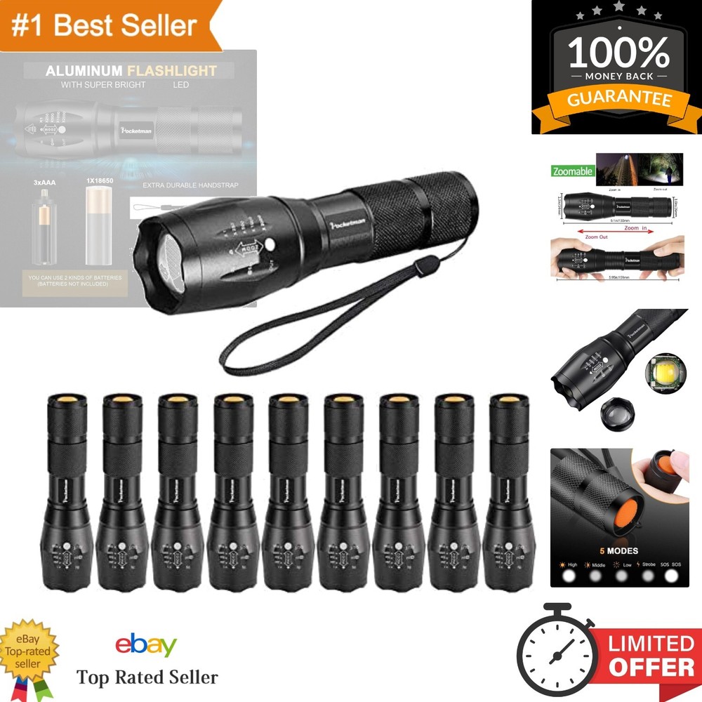 Portable 2000 Lumen Tactical Flashlight - Adjustable & Durable for Adventures