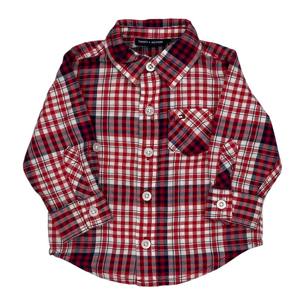 Age 3-6 Months Tommy Hilfiger Checked Shirt - 3XS Blue Cotton
