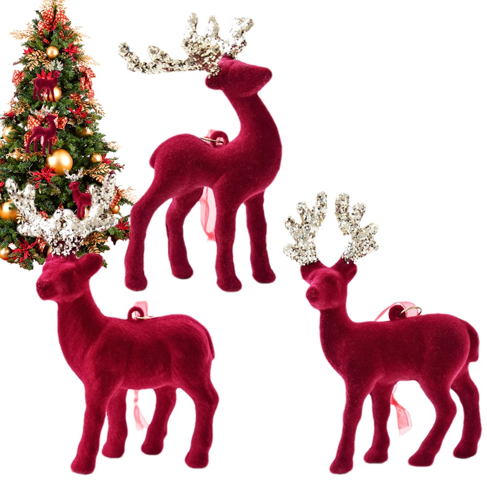 Deer Christmas Ornaments Retro Elk Figurine 3 Pieces Christmas Tree easy to use