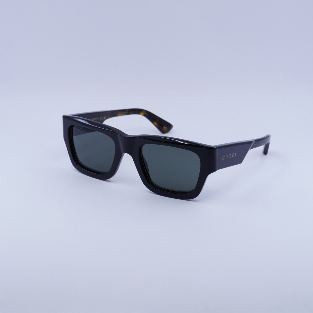 Gucci GG1668S 001 Shiny Black/Grey 52-21-145 Sunglasses New Authentic