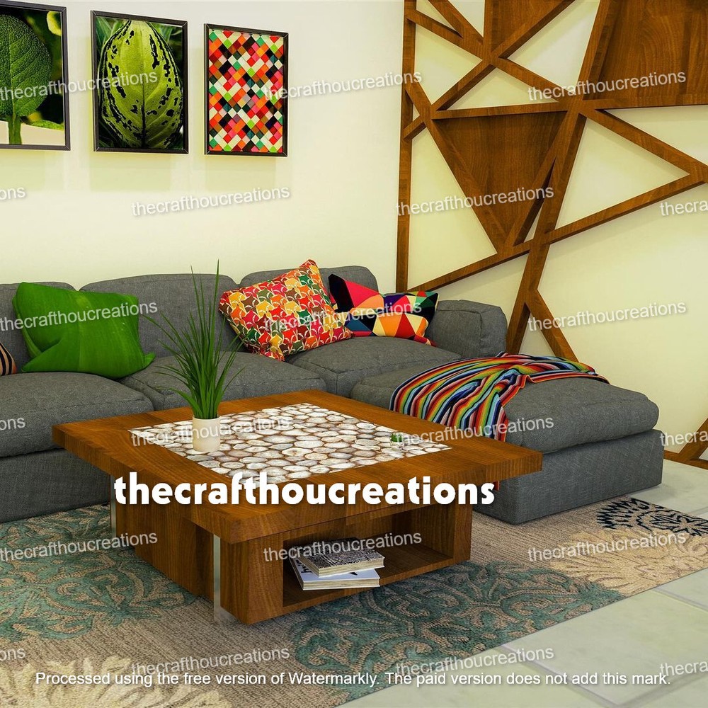 White Agate Geode Coffee Table Top with Natural Stone for Hallway Decor