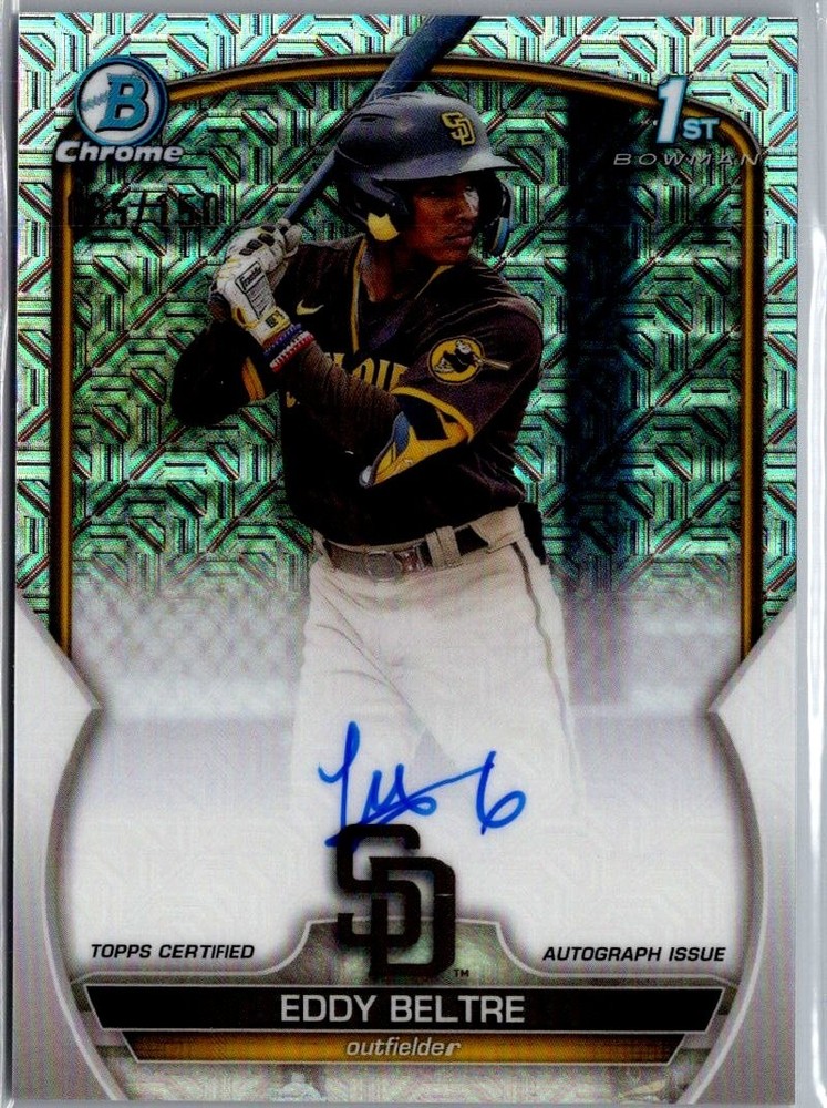 Eddy Beltre 2023 Bowman Chrome HTA Choice Mojo Refractor Auto Card /150 #CPA-EB