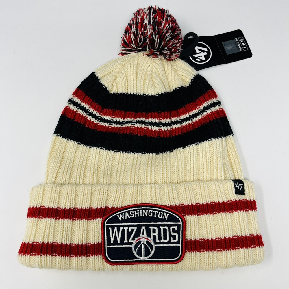 ‘47 Brand NBA Washington Wizards Cuff Winter Hat Cap Beanie Toboggan Pom Hone