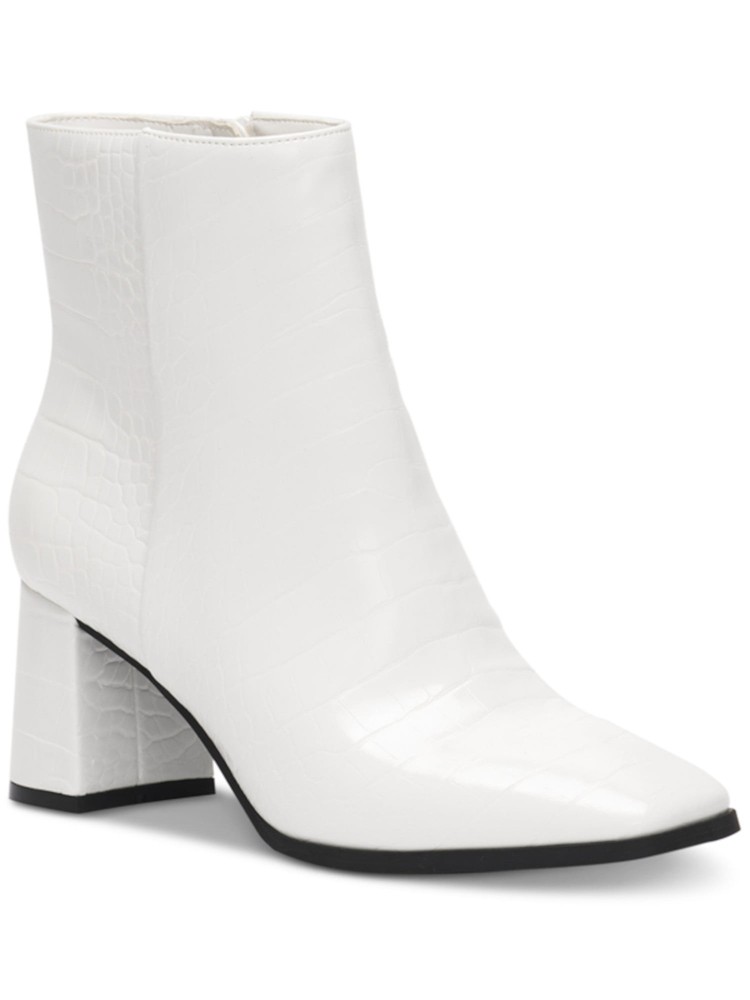 INC Womens White Dasha Square Toe Block Heel Zip-Up Dress Booties 10 M